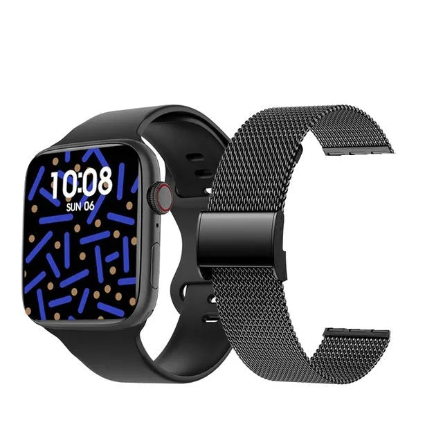 NEW Series 7 smart watch with NFC door access, black silicone strap, 1.9-inch TFT HD screen, IP68 water resistant