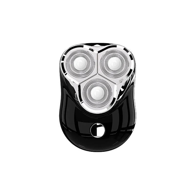 Electric magnetic suction floating three-blade shaver in piano black with removable cutter head