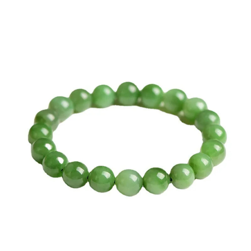 Natural Jasper and Hetian jade bead bracelet showing polished stone beads in one of five available sizes.