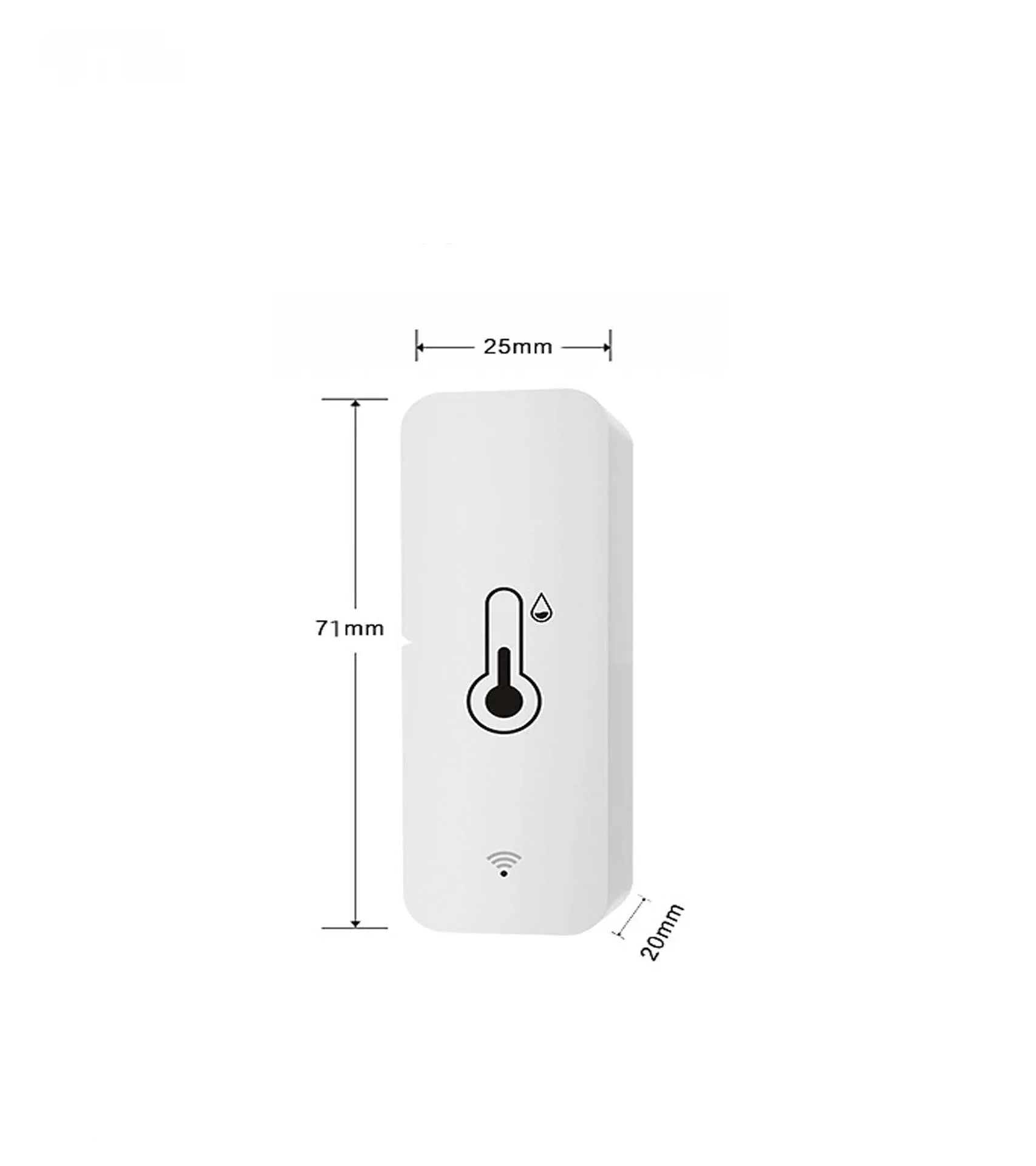 White WiFi and Zigbee temperature humidity sensor with ABS plastic housing showing measurement display