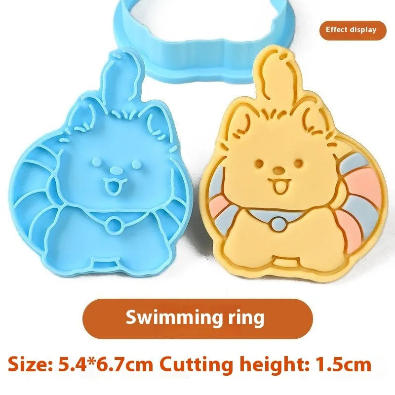 Plastic puppy biscuit mould with 3D cartoon designs for baking shaped treats