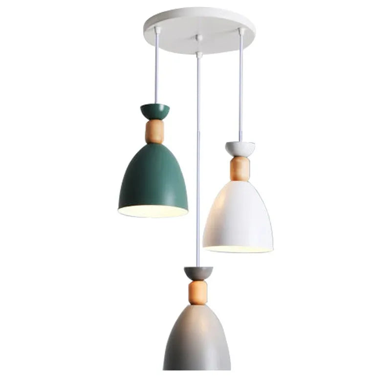 Modern simplicity three-head iron chandelier with disc shades for dining room