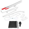 9-piece automotive maintenance tool kit with air pump wedge, plastic wedges, hooks and crowbars