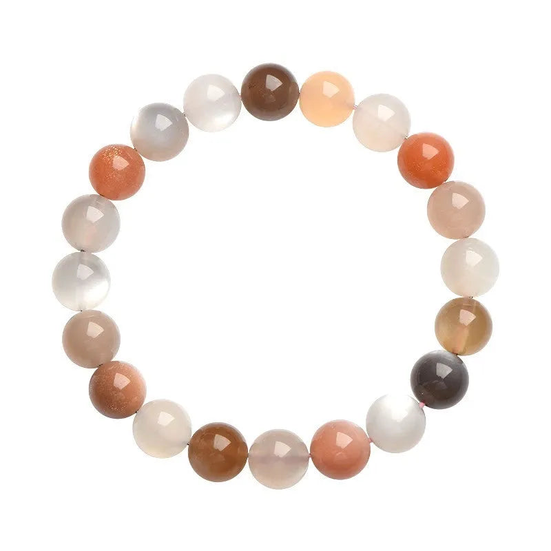 Natural Moonstone bracelet with colourful moon light design on wrist