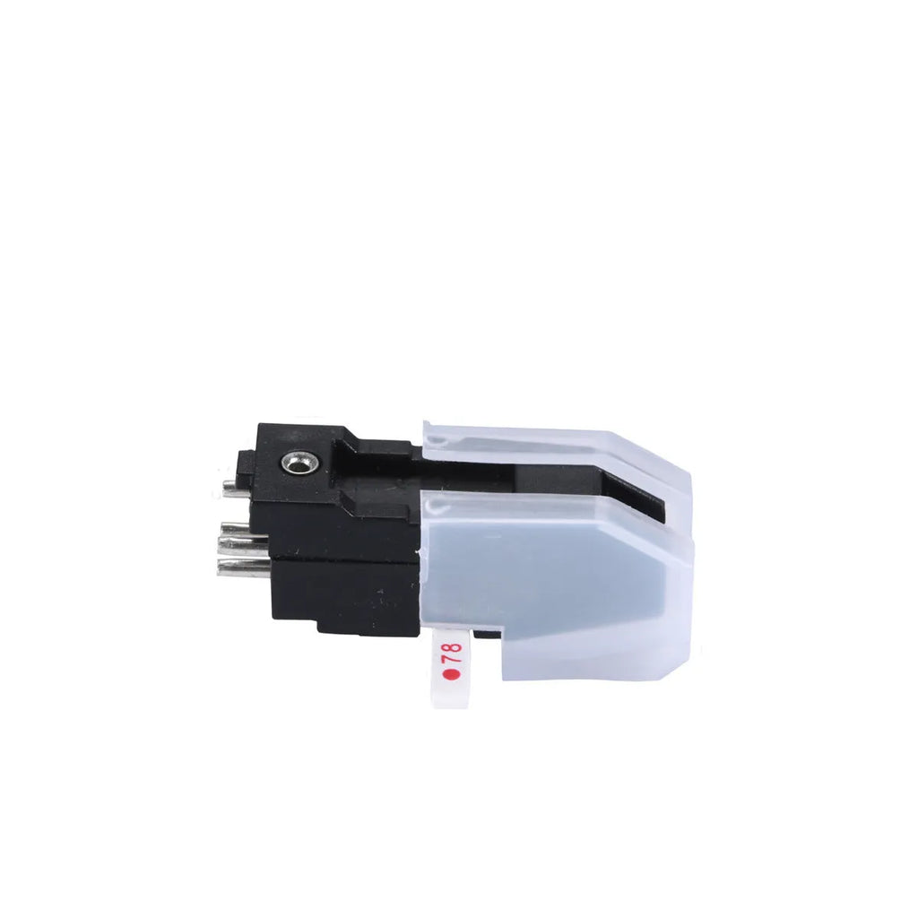 Double needle magnetic turntable cartridge pickup head with ABS plastic shell.