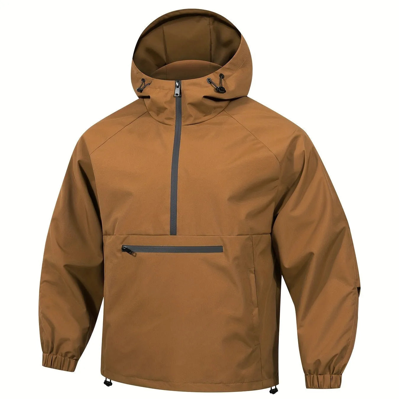 Men's Korean-style loose half-zip hooded corduroy sweater jacket with rabbit fur lining