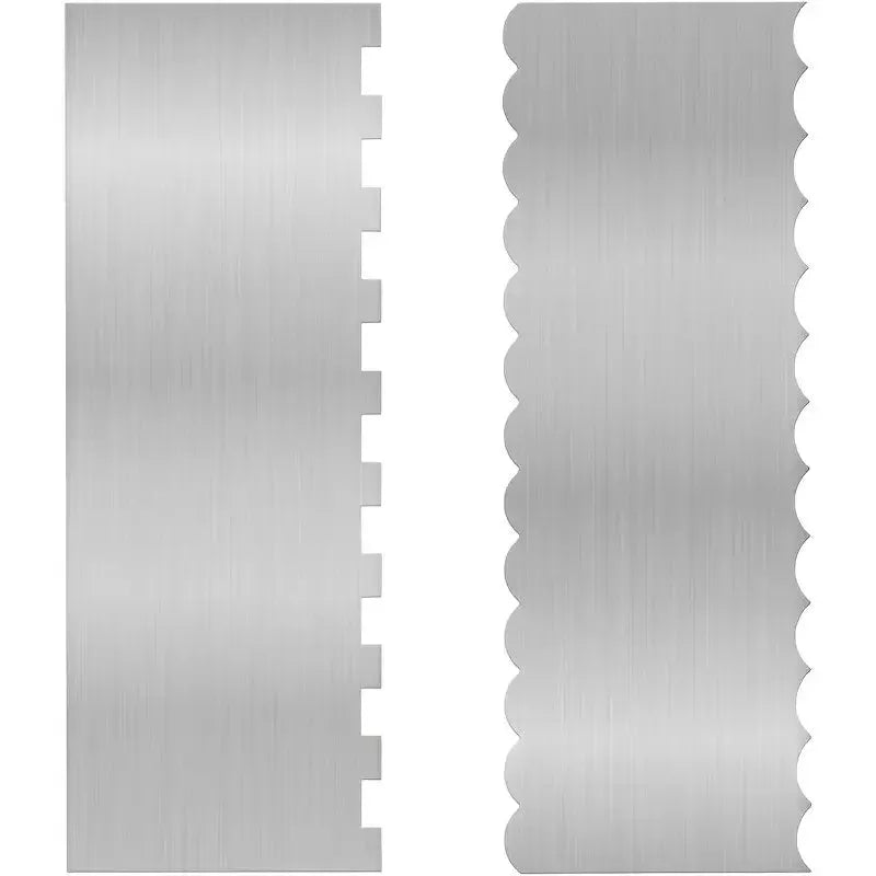 Stainless steel cake scraper with polygon pattern design for cake decorating