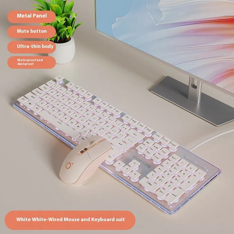 Prewalker V3 silent keyboard and mouse set in retro green colour on a desk.