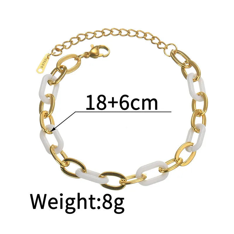 Women's stainless steel resin heart bracelet with double layer design and electroplated finish