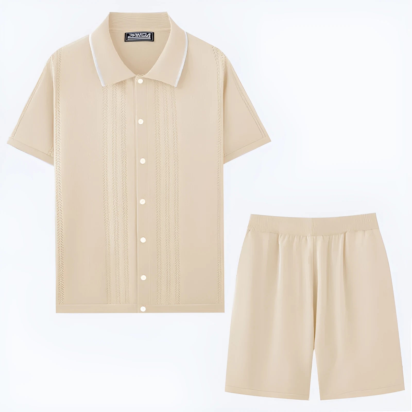Tencel viscose business casual sweater two-piece set with short sleeves and matching shorts