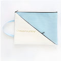 Blue Oxford cloth double-layer document storage bag with zipper closure