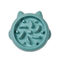 Green pet slow feeder bowl with bone-shaped ridges inside to slow down eating