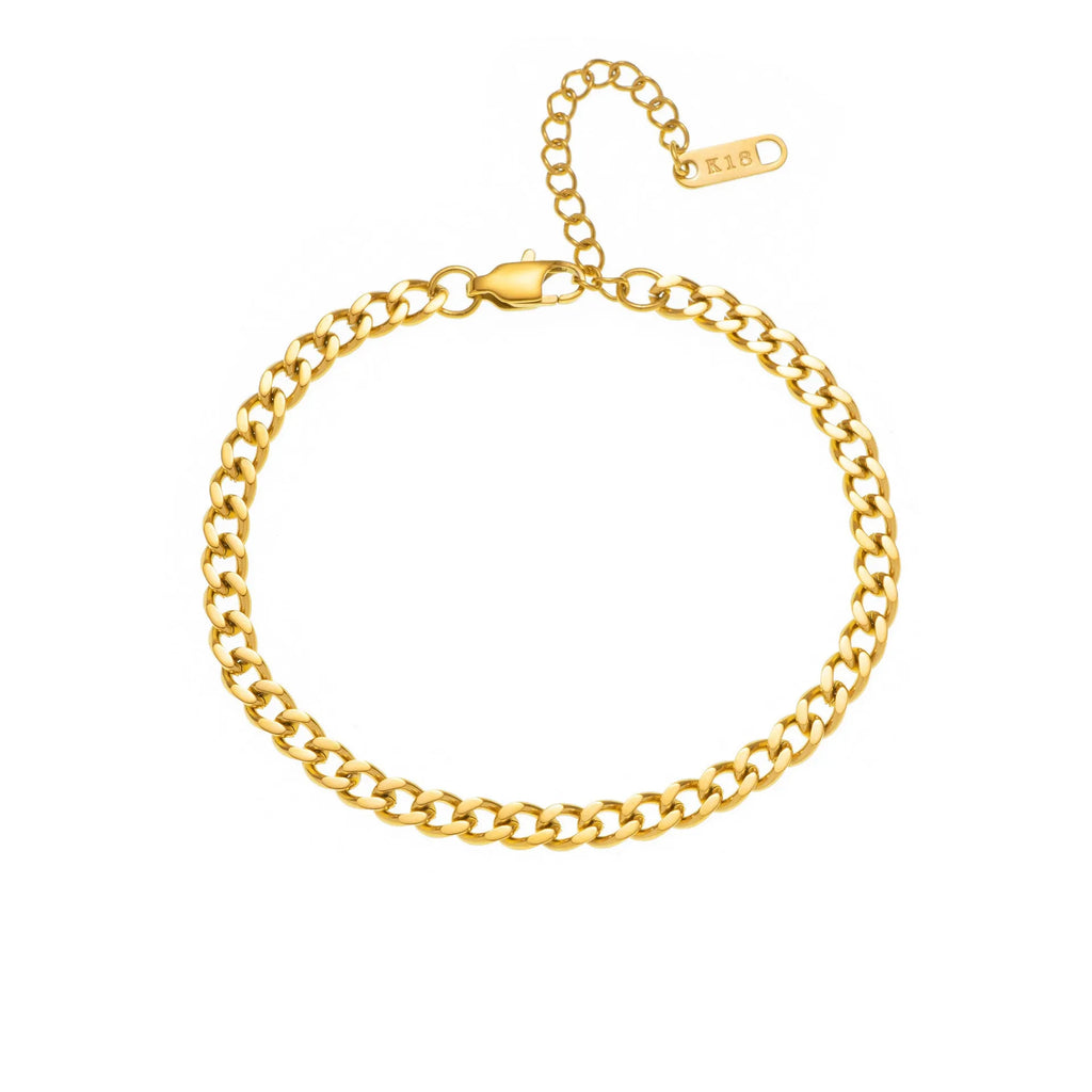 Gold and silver titanium steel initial number necklace with alphabet and number pendants on a 40.5cm chain.