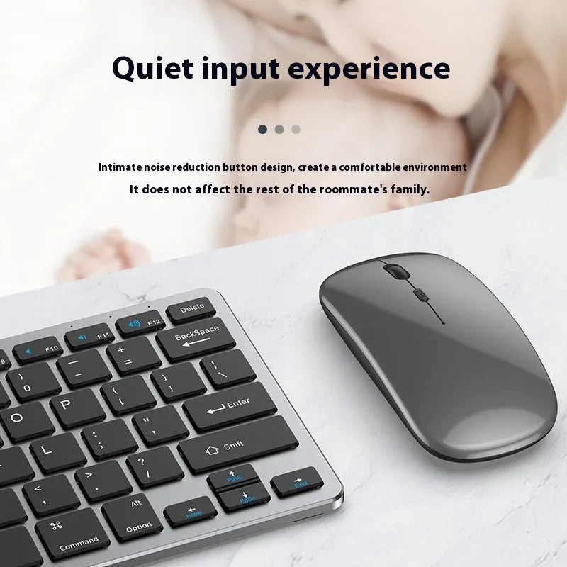 Ultra-thin wireless keyboard and mouse suit in Black, Gun Colour, or Silver with receiver and protective cover