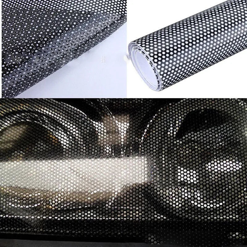 Perforated mesh automotive colour change film sheet measuring 30cm by 106cm