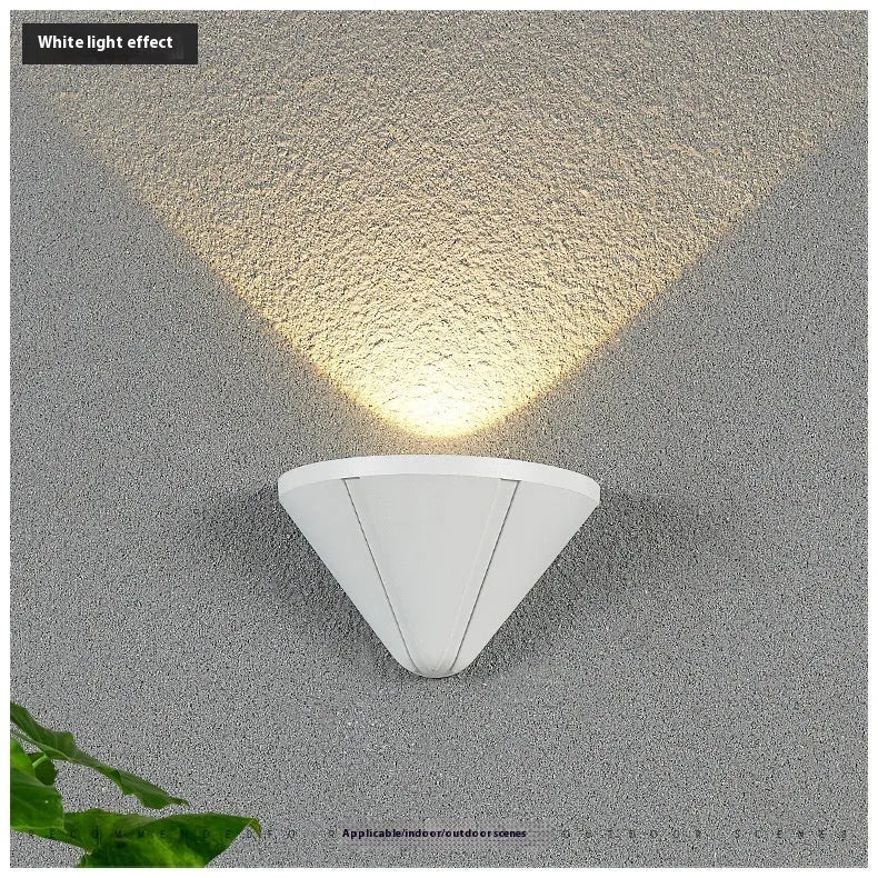 Black and white courtyard LED lamp with aluminium alloy shell and IP65 waterproof rating for outdoor and bedroom use