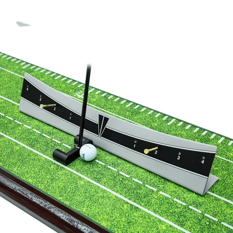Adjustable golf putter trajectory balance simulator made from white PVC plastic.