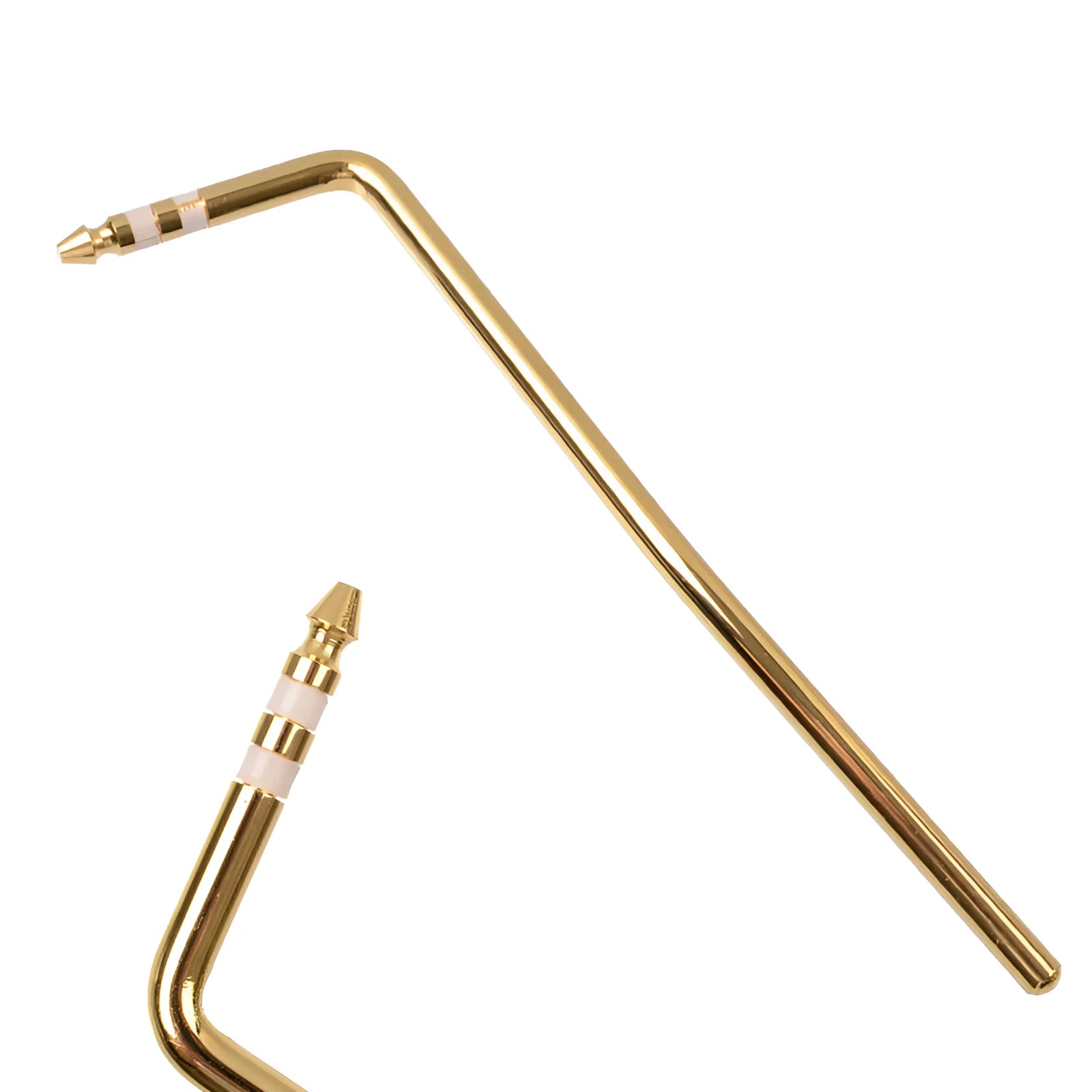 Guitar tremolo bar in chrome finish showing direct plug-in end and lever