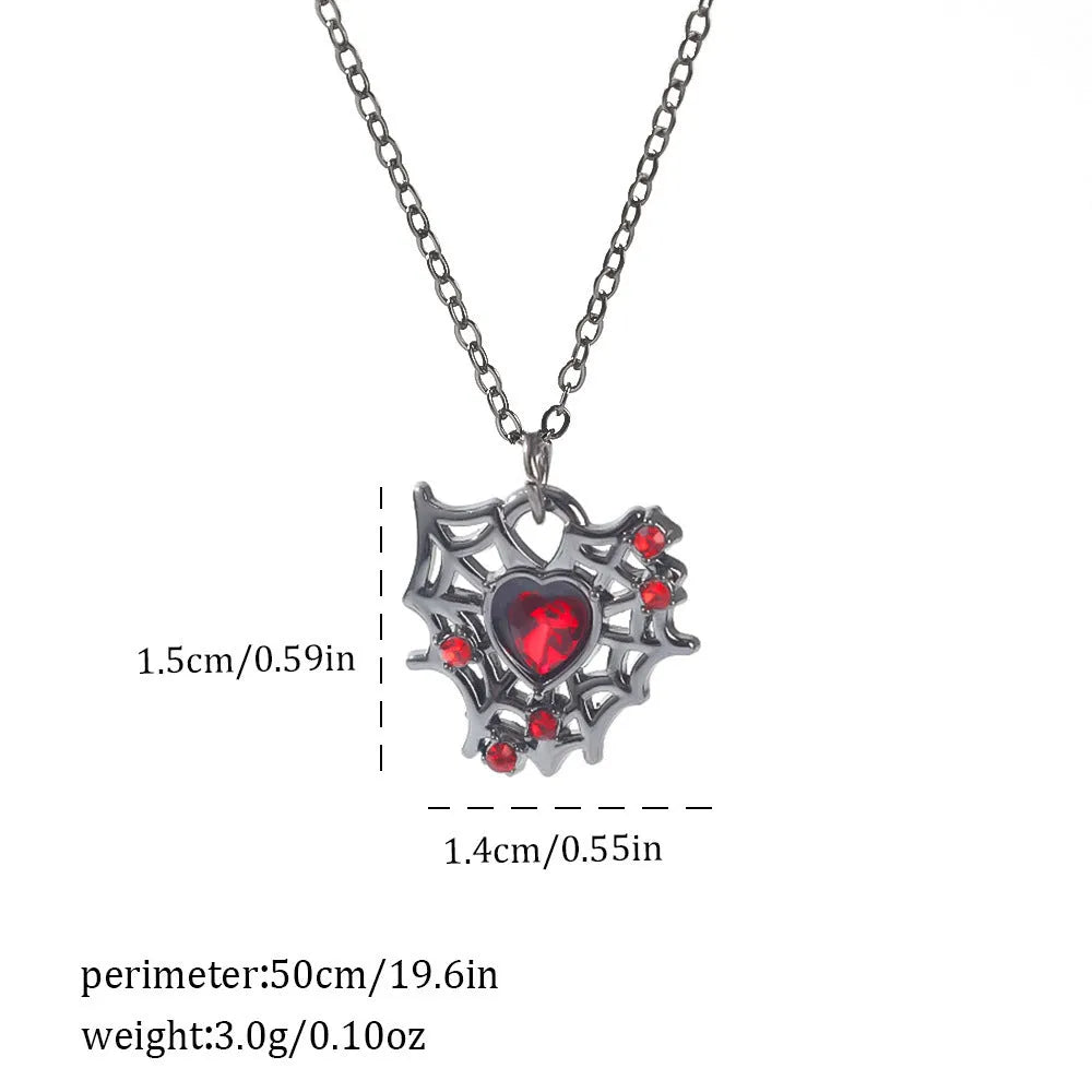 Halloween necklace with zinc alloy pendant showing bat, spider and celestial designs in electroplated colours