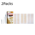Double eyelid sticker set with 12 sheets and application tools including Y clip and spray bottle