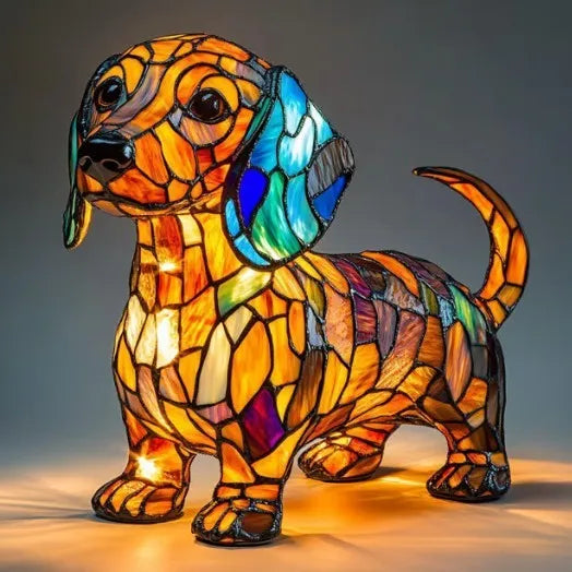 LED small night lamp art animal statue creative home desktop decoration 17cm USB switch corgi design