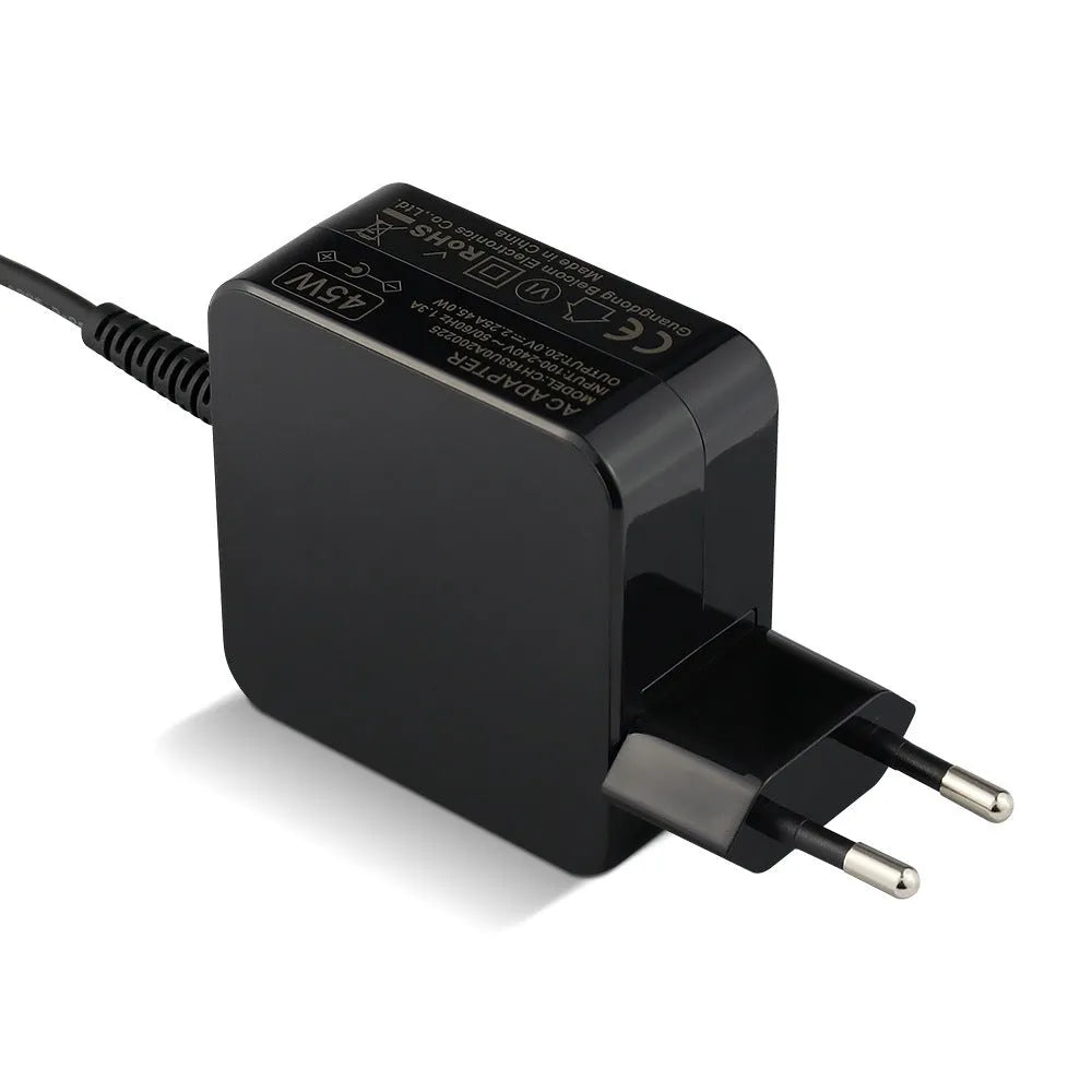 Black Hua 45W laptop adapter with American plug and charging cable