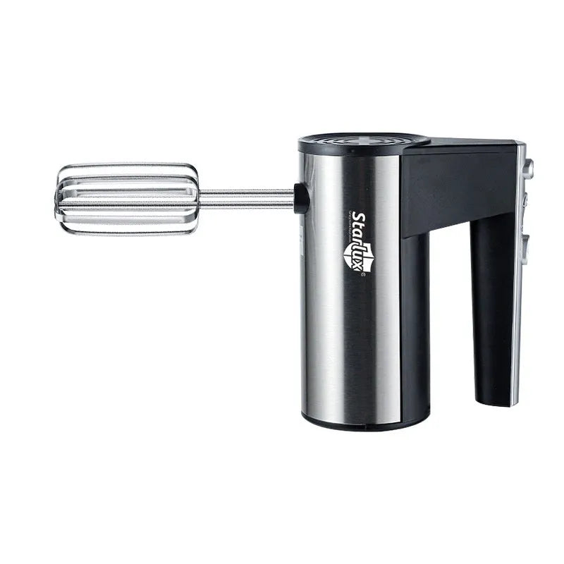 SL-25209 black electric handheld mixer with 5 speed settings and dual voltage compatibility