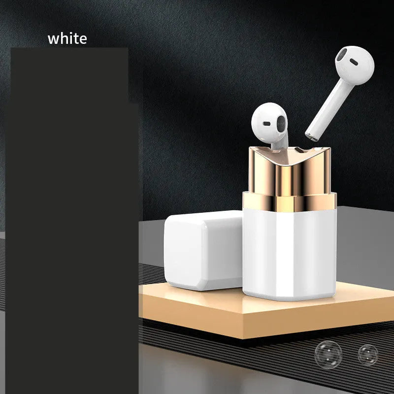 Lipstick design wireless Bluetooth earphones in charging case with colour options