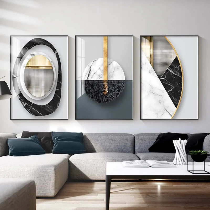 Abstract geometric pattern canvas wall art print in minimalist style