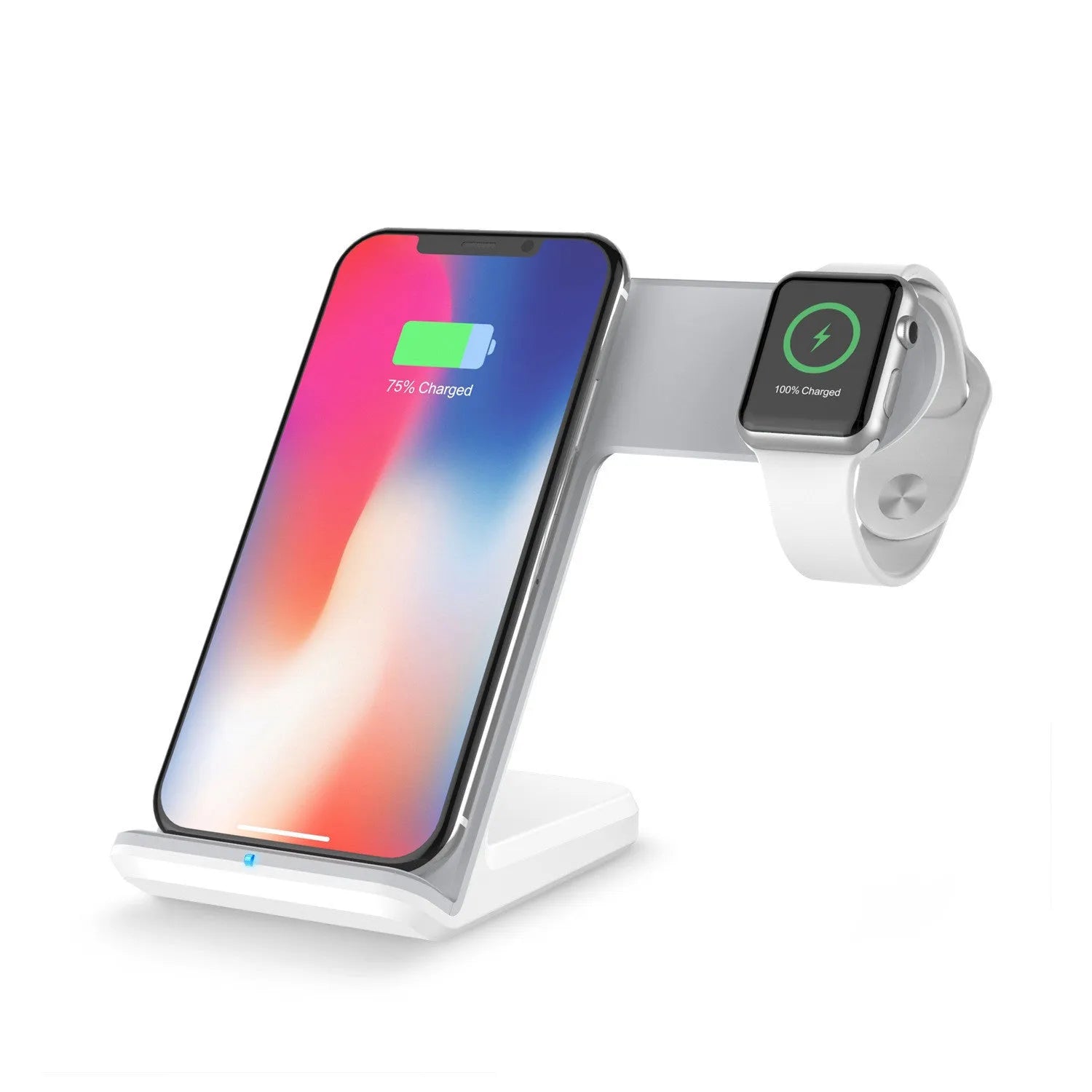Black wireless phone charger with silicone surface measuring 140x121x105mm