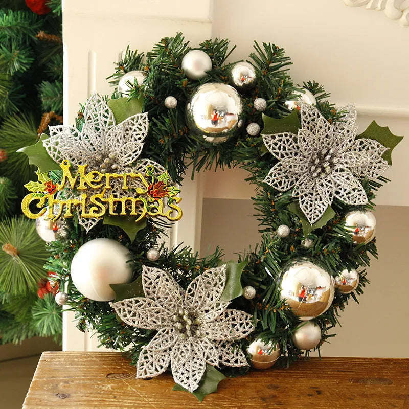 30cm multicolour plastic Christmas wreath for door and mall decoration