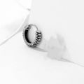 Silver geometric retro twist earrings with stripe design and round elements