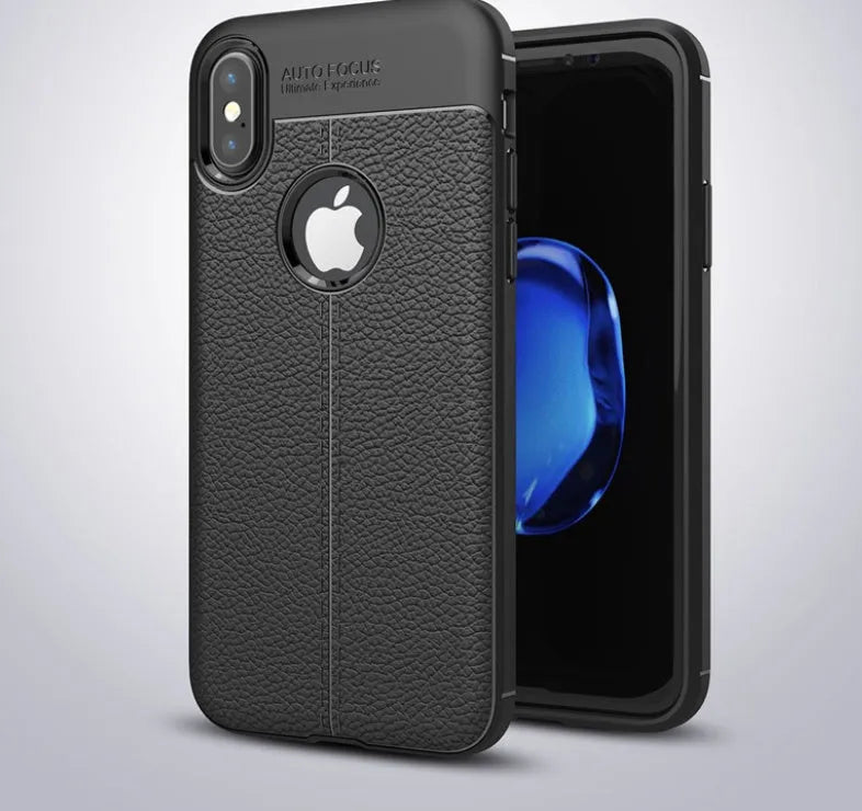 WeFor black PU leather and silicone protective case for an OnePlus 6 smartphone.