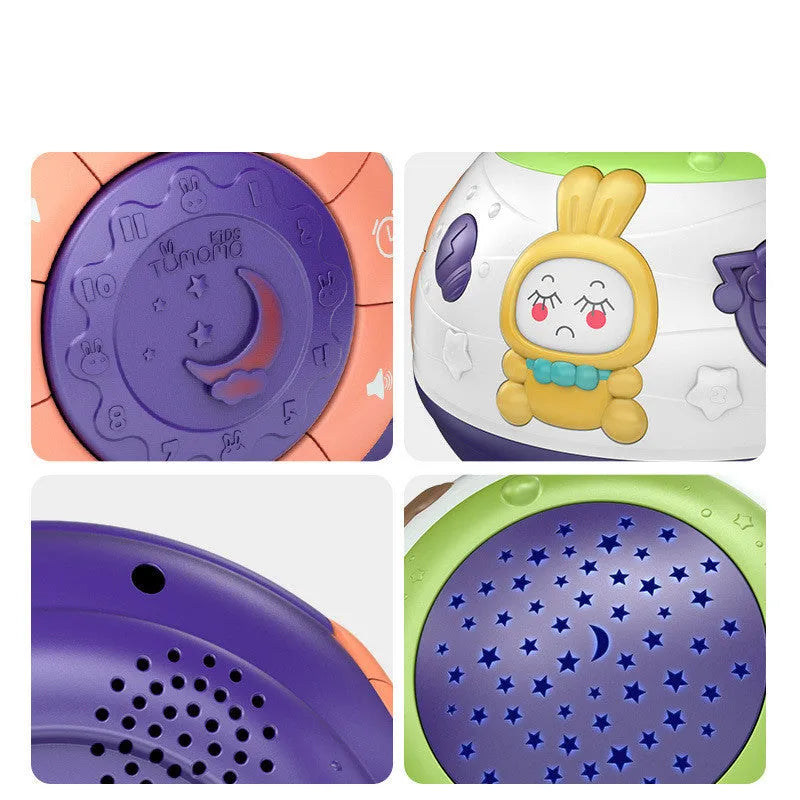 White plastic starry sky night light projector for children with three colour modes and music