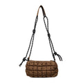 Women's lightweight nylon messenger bag in pillow shape with crossbody strap and rhombus pattern