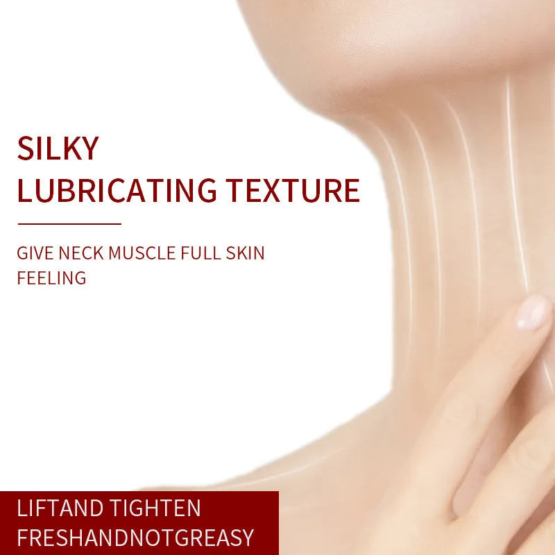 Roller neck cream in container with 120g net content for moisturising and firming.