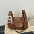 Women's black PU leather single shoulder bag with horizontal square design and large capacity