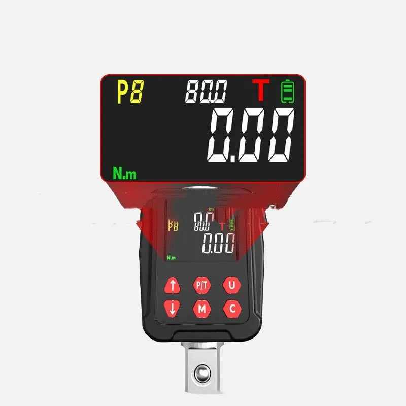 Digital torque meter with display head showing 1/2 inch drive and metal construction