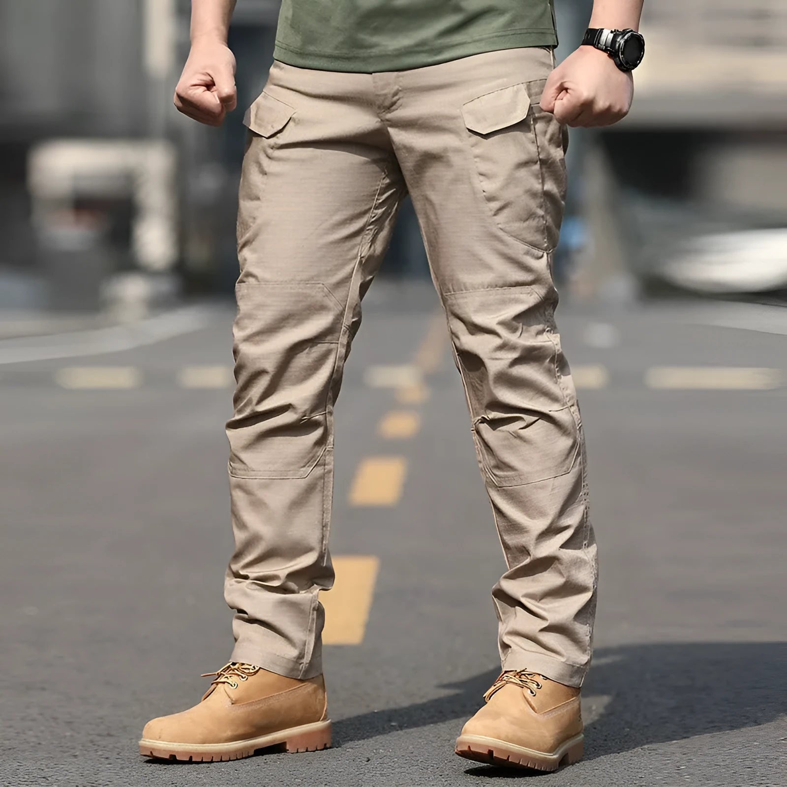 Men's training pants special service trousers in khaki for hiking and camping