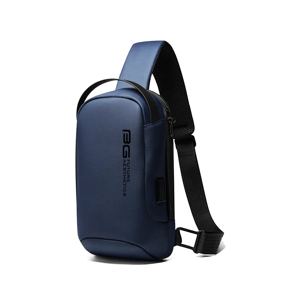 Men's Oxford cloth USB shoulder bag in business travel colours with wear-resistant construction