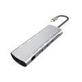 Grey aluminium USB-C docking station with HDMI, VGA, and USB 3.0 ports