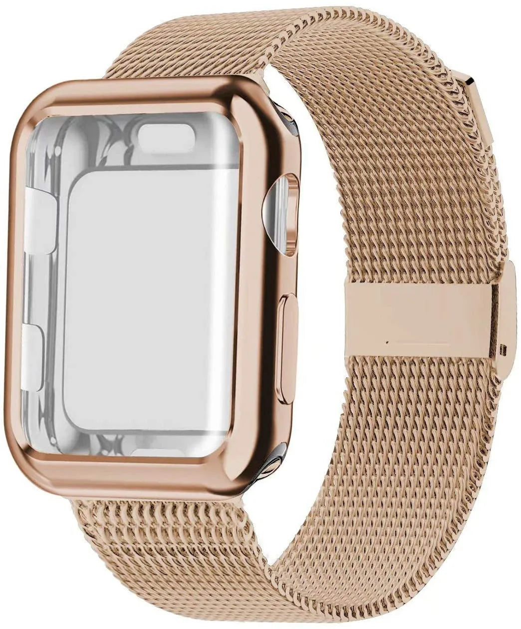 Magnetic metal Milan Apple Watch band with protective case in multiple colours and sizes