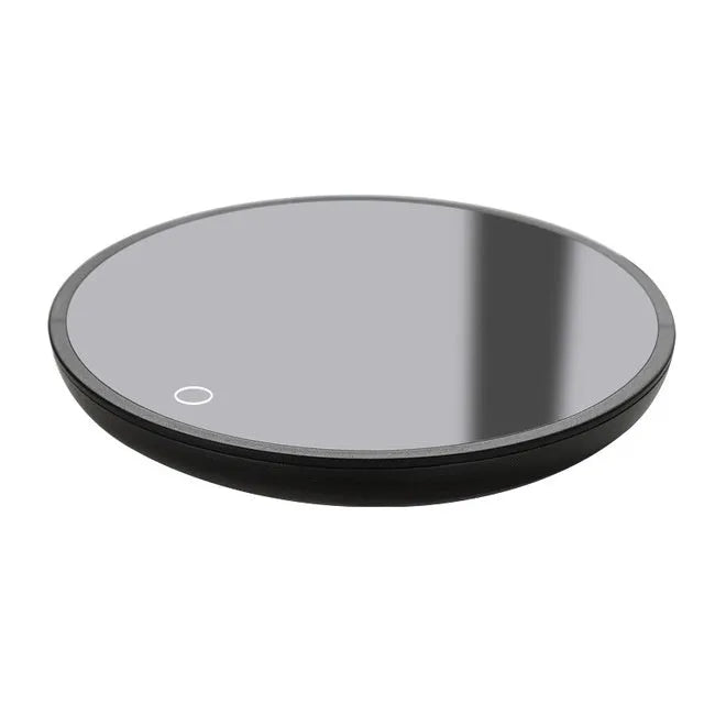 Black adjustable temperature cup warmer with tempered glass surface and low/high switch