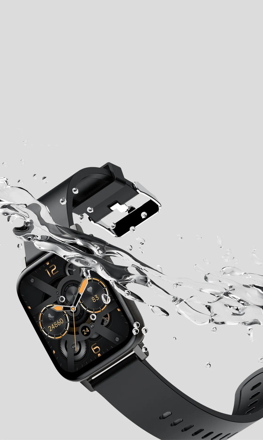 H80 black sports smart watch with silicone strap showing heart rate graph on touch screen