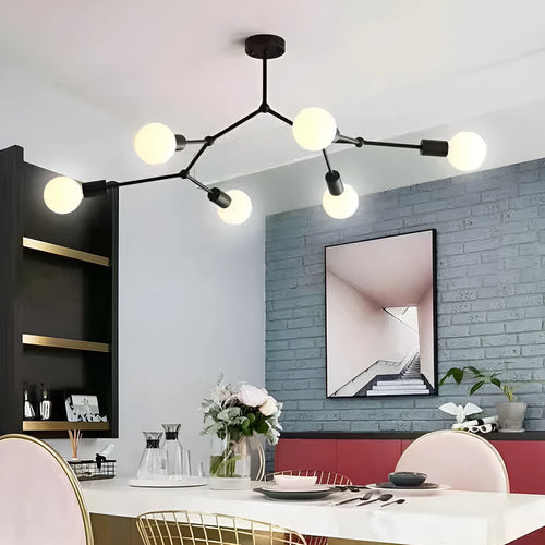 Iron chandelier ceiling lamp in Nordic style with multiple head options