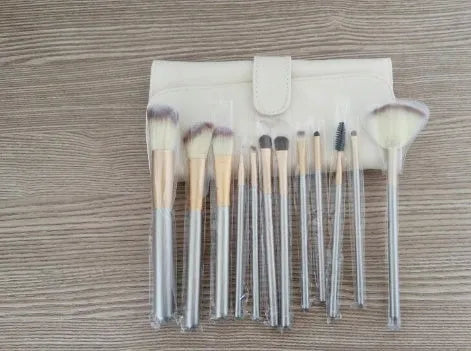 Persian makeup brush set with rice white bristles and champagne colour handles