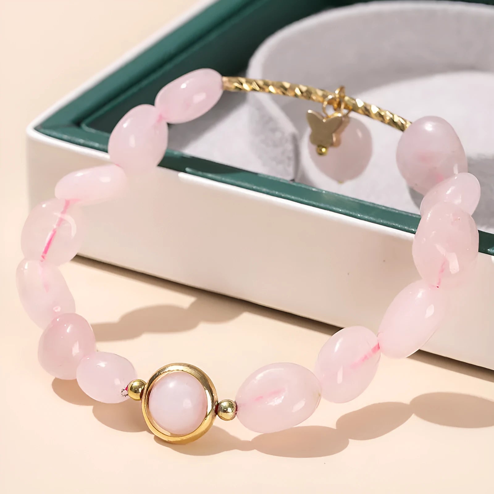 Women's crystal agate bracelet with natural beads in fruit, bow and animal charm designs