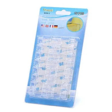 Self-adhesive wire cable organizer clips in black and transparent for desk cable management