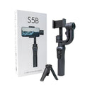 Black three-axis handheld mobile phone gimbal stabilizer with compact design