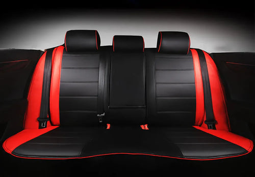 Cow leather car seat cover with binding style in beige and black with red colour options